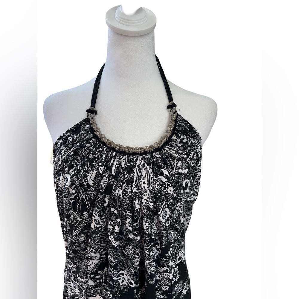 WHBM EUC black/white halter top size medium